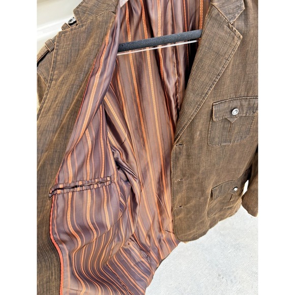 INSERCH Limited Edition Men's Brown Faux Leather Blazer Jacket Size 4XL - Picture 4 of 12